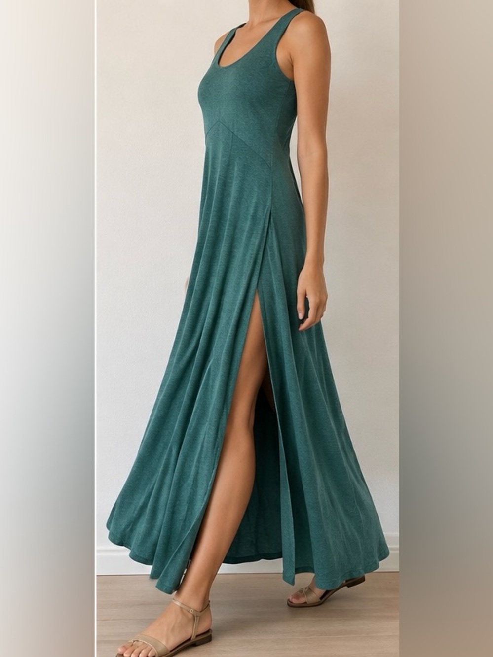 HALARA Teal Green Scoop Neck Maxi Dress NWT